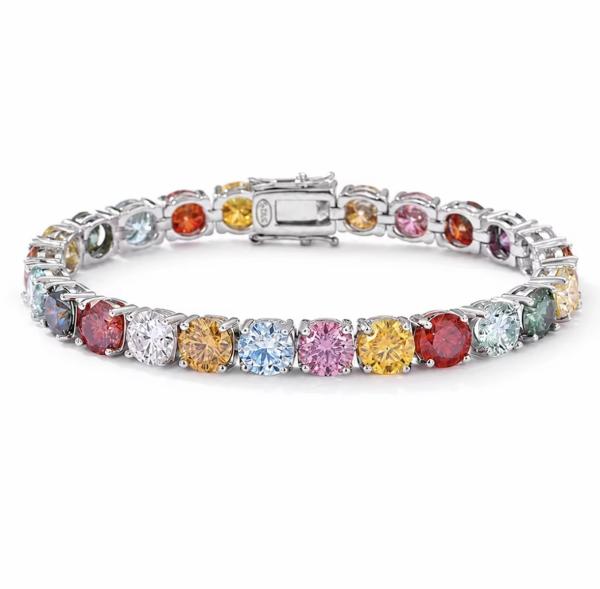Farbenfrohes Moissanit Armband in Sterling Silber