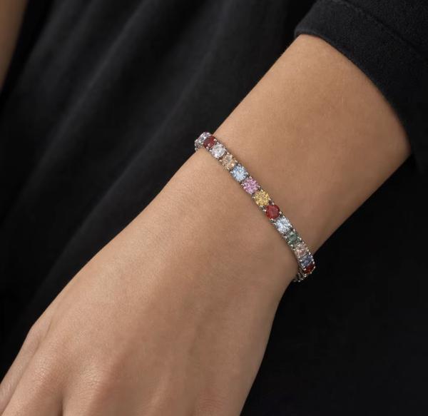 Farbenfrohes Moissanit Armband in Sterling Silber